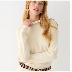NWT J. Crew Ruffleneck 83% Merino Wool-Blend Cream Sweater Medium